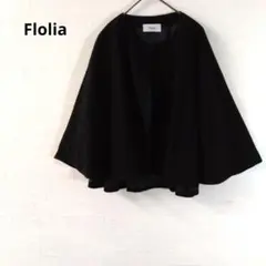新品 Flolia ポンチョ ケープコート ブラック ミニマル 上品のサムネイル