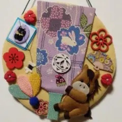 ⑥お正月リース＊羽子板とお馬。フェルトちりめん　ハンドメイド