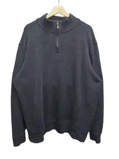 LAND'S END コットンニットハーフジップ グレー XL