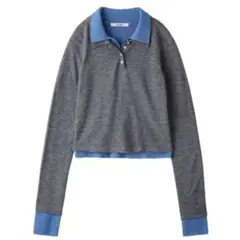 SNIDEL Sustainableレイヤードポロニットプルオーバー GRY