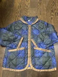 中綿コート 緑と青のチェック柄 120