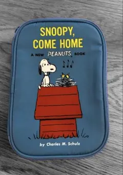 【美品】スヌーピー ポーチ ブルー PEANUTS 多機能多収納ポケット
