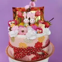 ひなまつりリースおひなさま桃の節句フラワーケーキ雛人形No.492