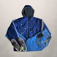 【00s y2k】adidasリバーシブルJK×Rustler 極太バギーデニム