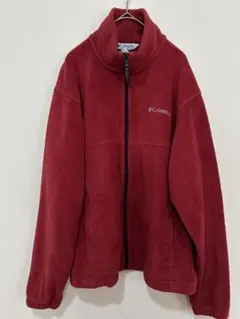 Columbia フリースジャケット　ロゴ刺繍　レッド系　Mサイズ