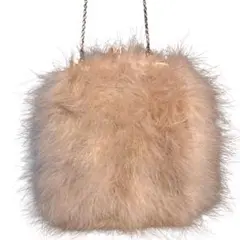 ships パーティーバッグ　ファーバッグ ハンドバッグ　ゴールドチェーン