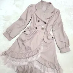 【美品】アクシーズファム　ピンク ダブルブレスト トレンチコート　フリル　レース