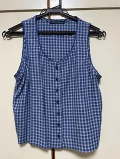 BRANDY MELVILLE ノースリーブシャツ ネイビー・チェック