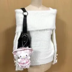 姫ギャル 姫力ジ y2k平成　森ガール バレエコア　ニット　オフショル　シャギー