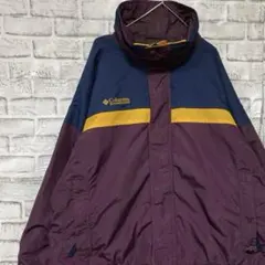 コロンビア　マウンテンパーカー　パープルXL ロゴ刺繍アウトドア0127