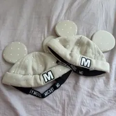 ミッキーマウス耳付きベージュ帽子