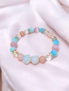 キャッツアイ ピンクオパール ブルージェイド 水晶 天然石ブレスレット