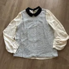 RETRO GIRL 長袖ブラウス ホワイト・ブラック