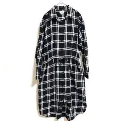 UNIQLO ユニクロ フランネルチェックシャツワンピース　М　長袖ブラック
