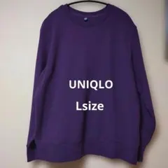 紫 クルーネック 長袖ニットトレーナー