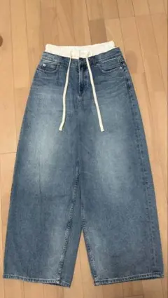 新品タグ付 NUS ヌース テンセル デニムワイド パンツ ブリーチ M〜L