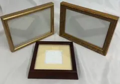 【美品】フォトフレーム 3点セット アンティーク調・木目調・スクエア