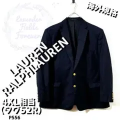 ローレンラルフローレン紺ブレザーP556△ポロ金ボタン毛ウール4XLアメリカ古着