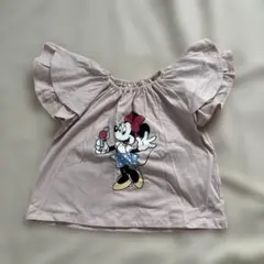 ミニーマウス フリル袖 Tシャツ ピンク　90センチ