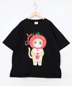 スカラー ScoLar 162632：トマトにゃんこ柄プリントTシャツ