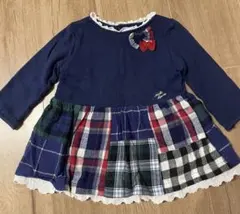 ミキハウス　ネイビー チェック柄 ワンピース