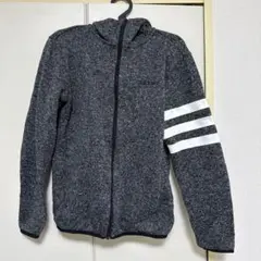 グレー フリース フード付きパーカー adidas