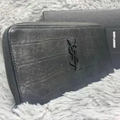 極美品✨サンローラン　オーガナイザー　長財布　カサンドラ　ブラックロゴ　クロコ