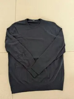 エクストラファインメリノクルーネックセーター　XL ダークグレー