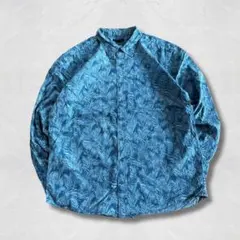 GAP ボタニカル柄 長袖シャツ XL ブルー系 コットン100%のサムネイル