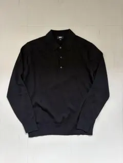 【美品】ユニクロ メリノニットポロシャツ ブラック サイズS