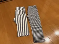 UNIQLO ストライプ柄　格子柄　スパッツ　レギンス90 2点セット