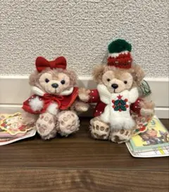 ダッフィー　シェリーメイ　クリスマス　ぬいぐるみバッチ　ディズニーシー