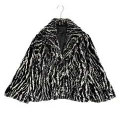 PUCCIO ゼブラ柄 フェイクファー ショート丈コート　40 / L