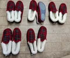 【未使用5足】ボア付き　ルームスリッパ　滑り止め付　フリーサイズ