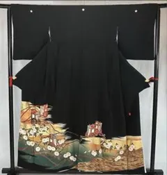 KK35 黒留袖 花 リメイク フォーマル トールサイズ 礼服 高級 五つ紋 KK35 黒留袖 花 リメイク フォーマル トールサイズ 礼服 高級 五つ紋