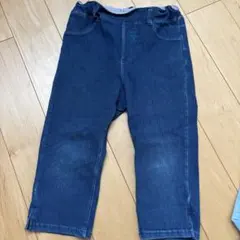 猫耳デザインのダークブルー長ズボン　7部丈