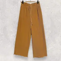 GU ジーユー プリーツパンツ M 茶 ワイドパンツ シンプル カジュアル
