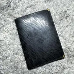 二つ折り財布 レザー パイソン ブラック ゴールド金具