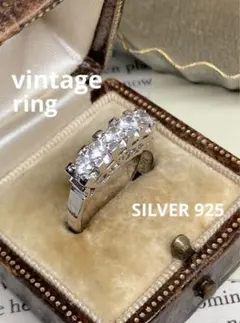 ヴィンテージ 天然石 クリアストーン 925 リング Y2K アンティーク