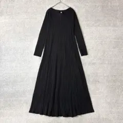 ロペピクニック　背中リボン　リブニット　ロングワンピース　黒　38 M