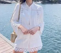ZARA レースシャツ　セットアップS