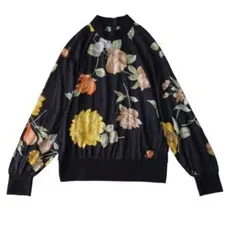 極美品 レオナール 花柄 シルク ブラウス スヌード マルチカラー 金