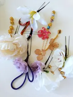 髪飾り　7個セット　着物　ヘアアクセサリー成人式　振袖　お正月　和風　簪