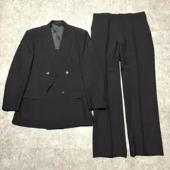 ブラックフォーマル　ダブルスーツAB7 黒 上質ウール　冠婚葬祭　ゆったり