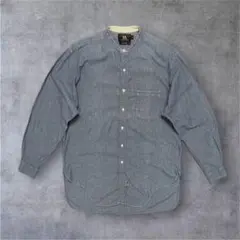 美品 RRL 三ツ星タグ ヴィンテージヒッコリーシャツ バンドカラー 激 