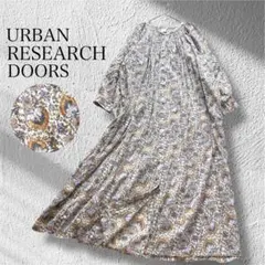 アーバンリサーチドアーズ 綿 ロングワンピース ギャザー 総柄 ゆったり フリー