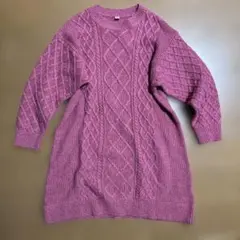 ユニクロ　パープル ケーブルニット ワンピース