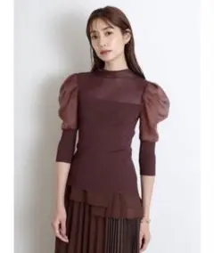 【美品】SNIDEL スナイデル　シアー　パフスリーブ　ニット　ブラウストップス