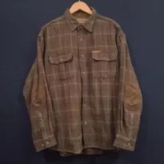 古着 CLEARWATER ネルシャツ エルボーパッチ チェック　ブラウン