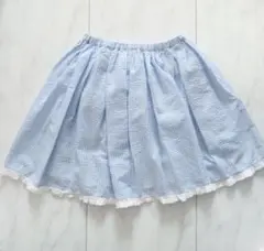 ハニーシナモン ギンガムチェック スカート 水色